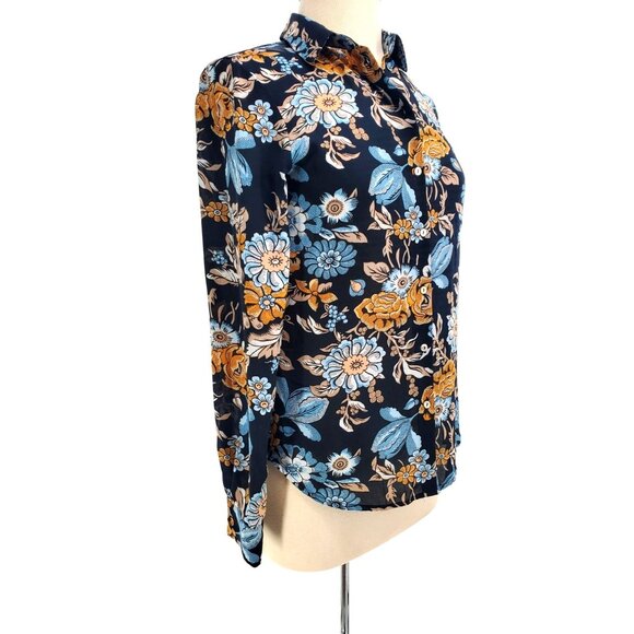 H&M Conscious 2 Shirt Women's Long Sleeve Floral Button-Up Lightweight Sheer Top - Picture 5 of 12